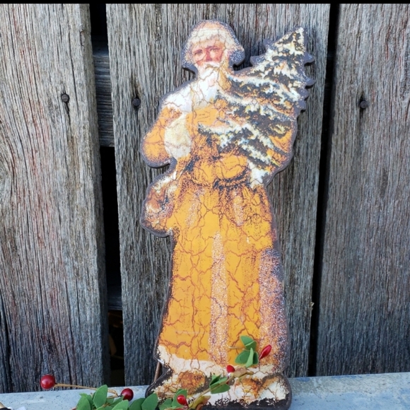 Saint nick Santa claus Christmas tree wood Christmas decor - Picture 2 of 10